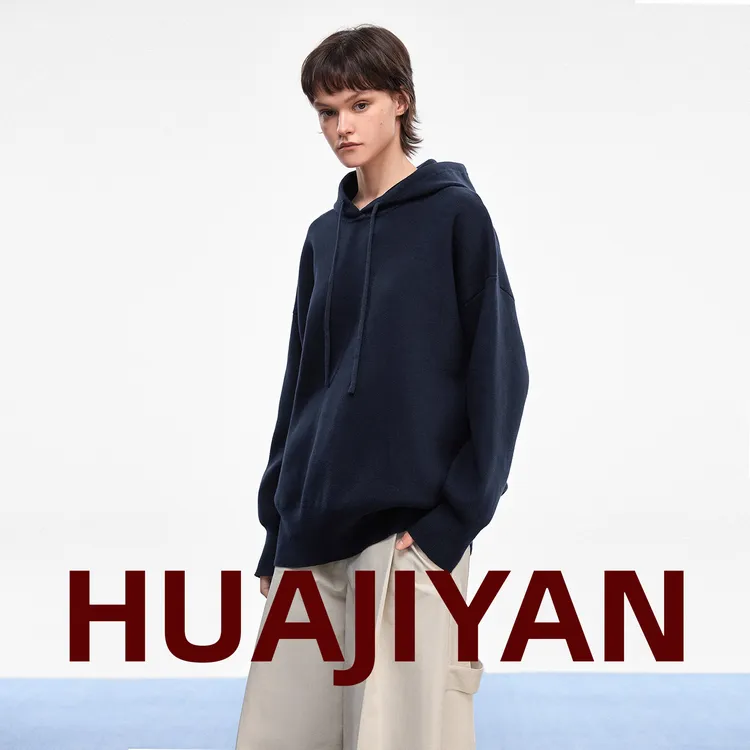 华吉言/HUAJIYAN【梦岛】精梳棉经典落肩连帽设计百搭卫衣