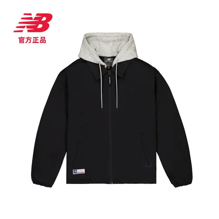 【跑者美学】NB官方新款男款连帽百搭运动夹克拼色厚外套NQE11011