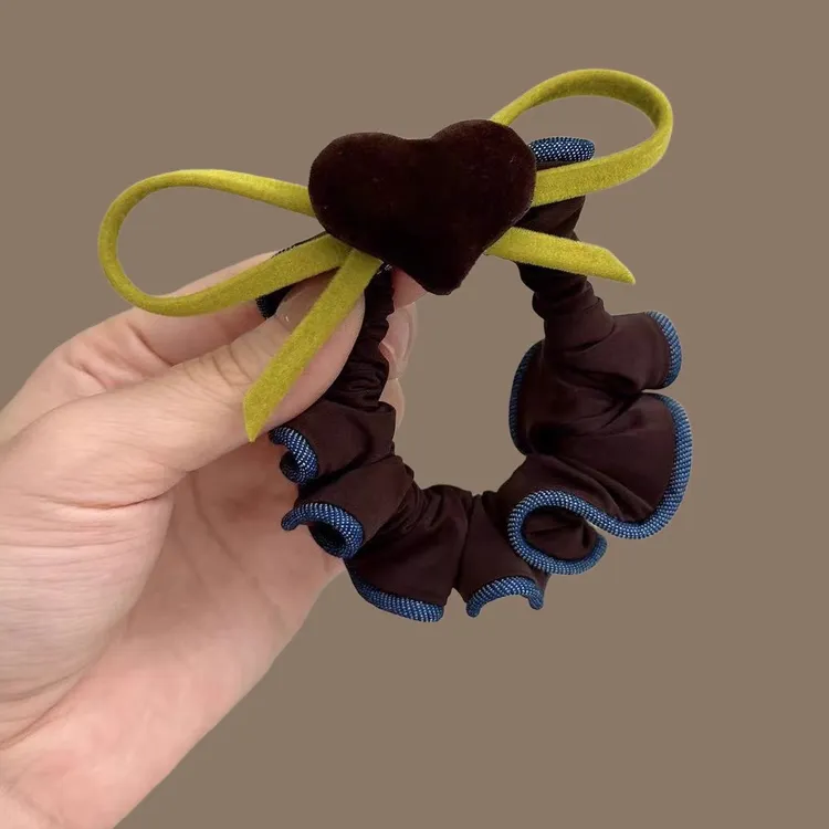 韩国东大门ins高档发圈 蝴蝶结爱心发绳 高级懒庸丸子头马尾皮筋