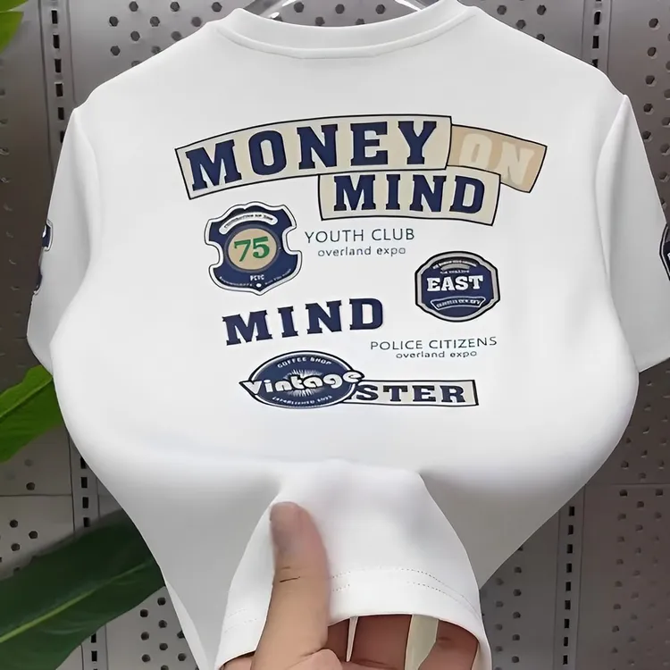 t恤潮牌高档短袖男夏季2025新款ins宽松重磅圆领纯棉痞帅上衣体恤