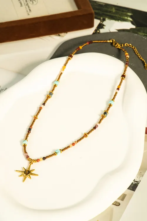 钛钢项链 「星也」八芒星彩色原创设计项链女复古锁骨链ins风时尚