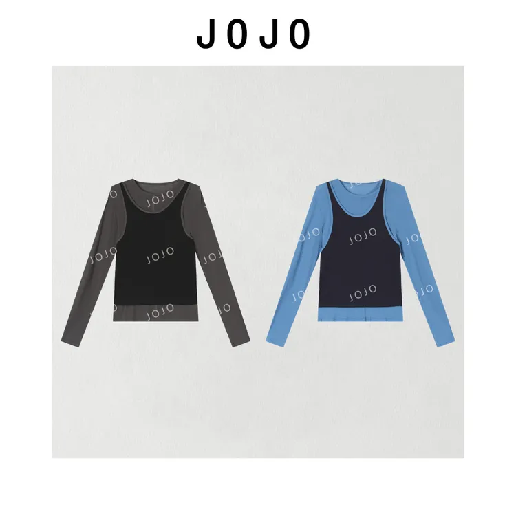 玖了个玖 2025早秋新款时尚两件套长袖打底T恤+吊带背心2508C4812