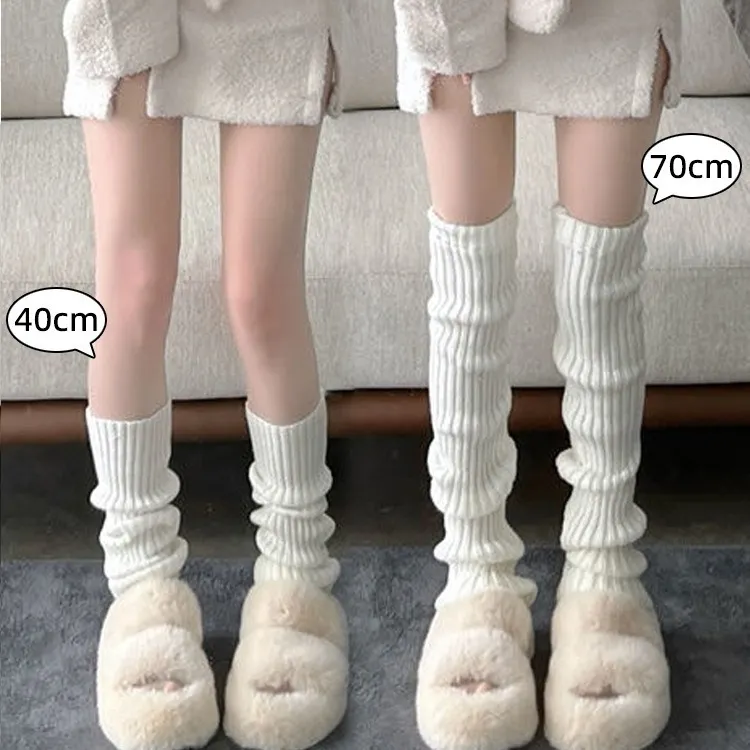 灰色堆堆袜宽松袜套原宿风腿套复古jk毛线辣妹中筒袜韩版ins秋冬