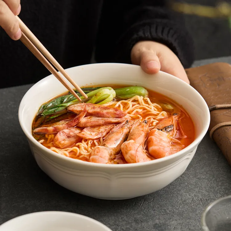 德化白瓷餐具2025年新款精致漂亮高颜值高级感家用的大号陶瓷面碗