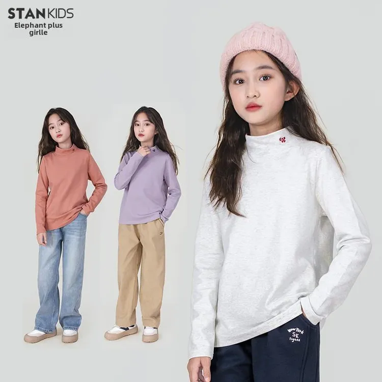 手感好！中高领打底衫秋衣秋冬女童中大童保暖半女童加绒保暖内衣