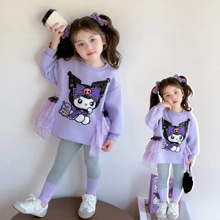 女童库洛米卫衣裙套装洋气儿童春秋季新款女宝宝打底裤两件套女孩