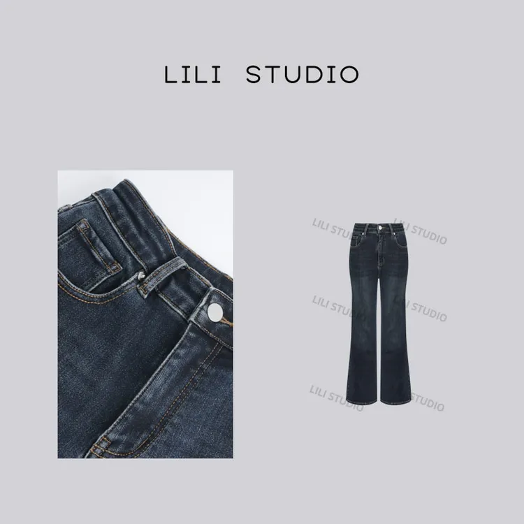 「白意做旧」不理理冬季新款女装休闲牛仔裤