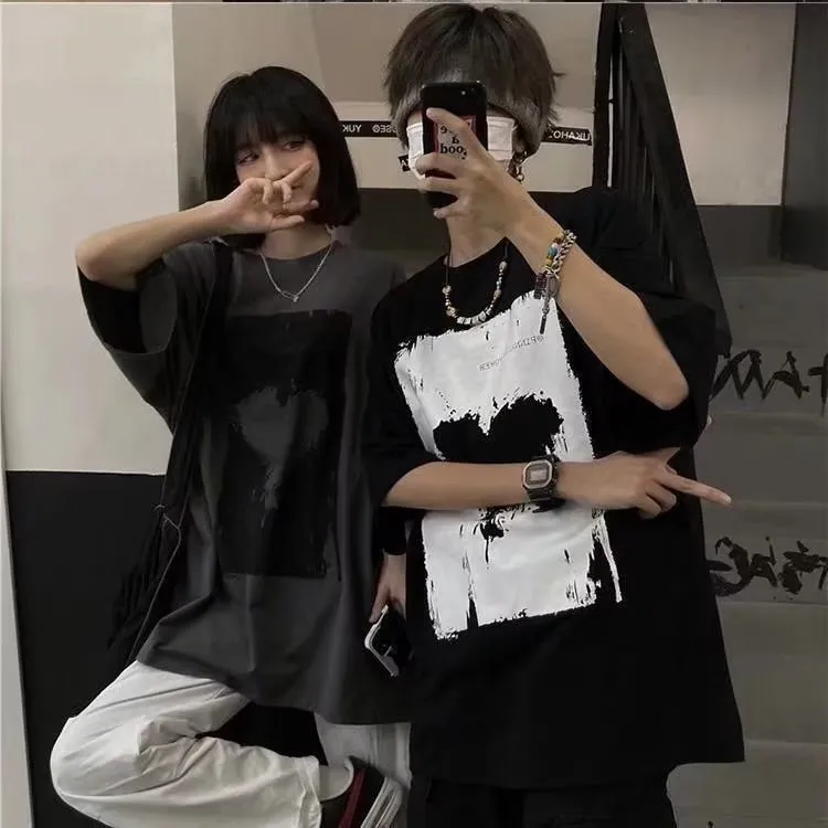 短袖T恤男宽松潮牌时尚高街原宿风半袖ins潮流港风百搭情侣装夏装