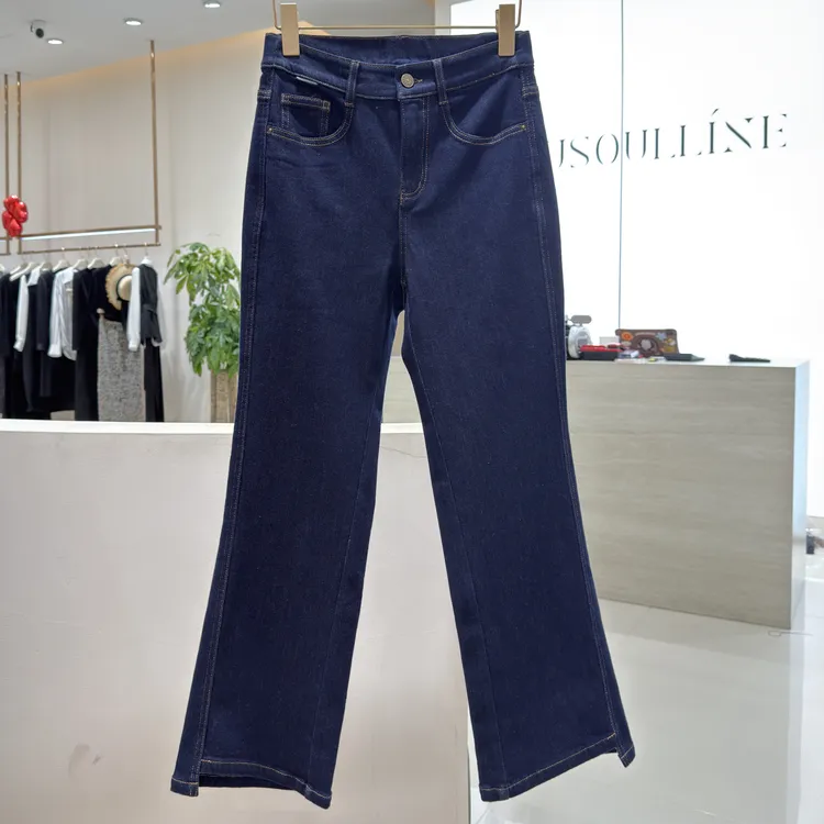 25475084【高斯雪岚】秋冬新款时尚百搭显瘦显腿长分割线微喇牛仔裤