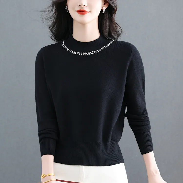 大码女装半高领针织打底衫秋冬2025新款宽松内搭减龄洋气上衣毛衣