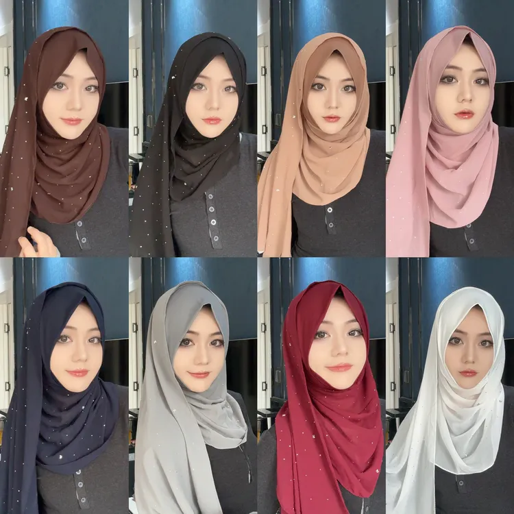 夜空-满天星烫钻雪纺绕巾