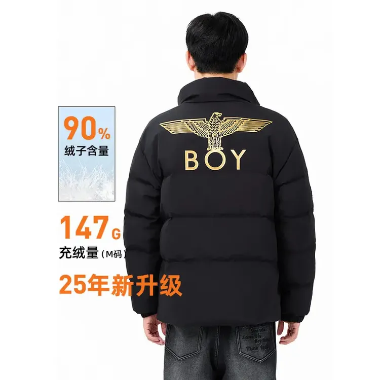 BOY LONDON2025年冬新款羽绒服男金鹰印花短款立领外套90绒N28042