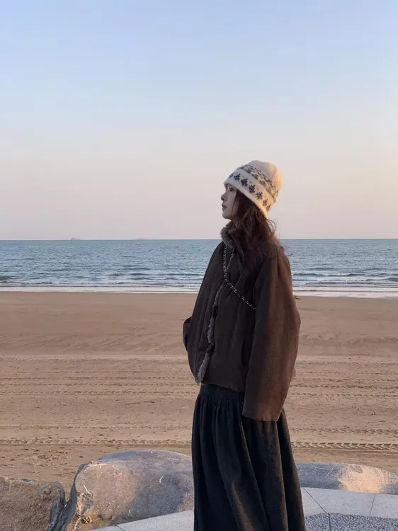 韩系气质慵懒风宽松灯芯绒棉衣女2025秋冬冬季打揽半身裙两件套装