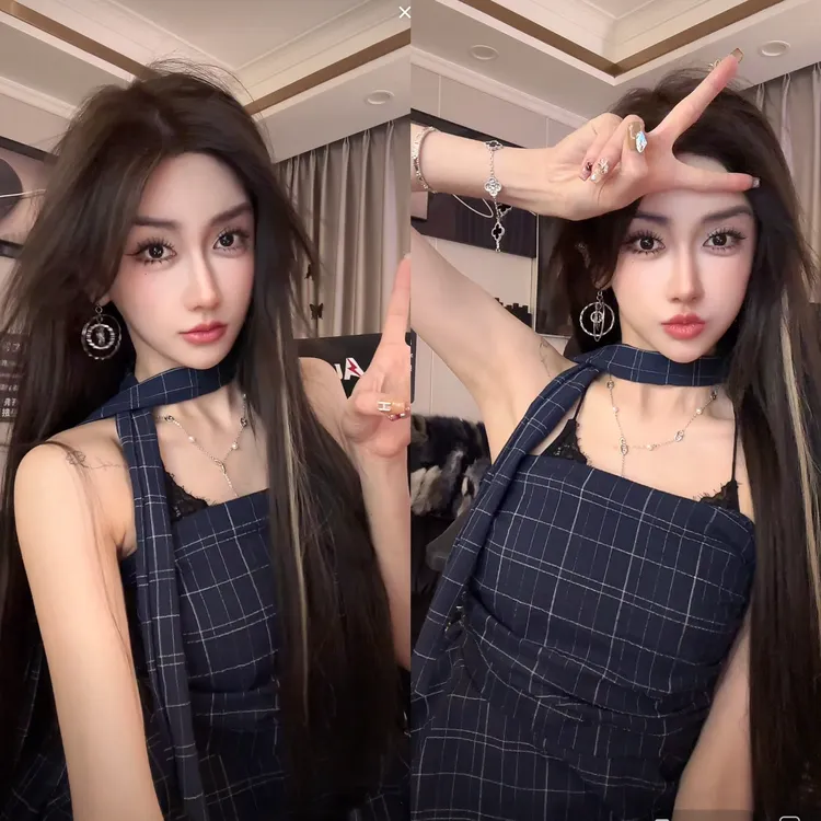 （浠儿姐姐）复古撞色辣妹格子抹胸背心女装夏季小众荷叶边修身上衣