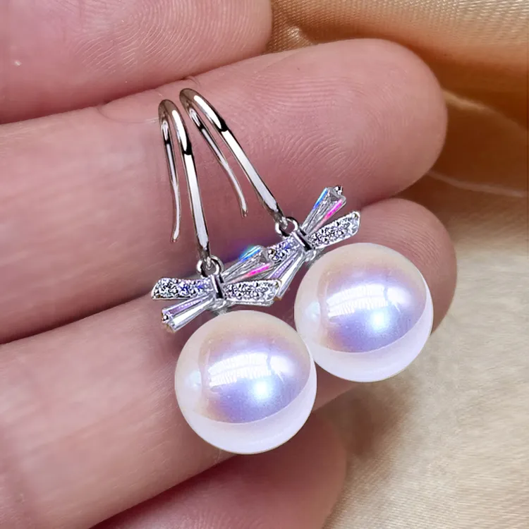 925银耳饰 爆款蝴蝶结s925纯银珍珠耳环女2026款气质耳坠百搭耳饰