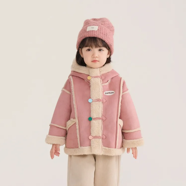 女童加绒外套秋冬款2025新款女宝宝冬季皮毛一体上衣儿童冬装衣服