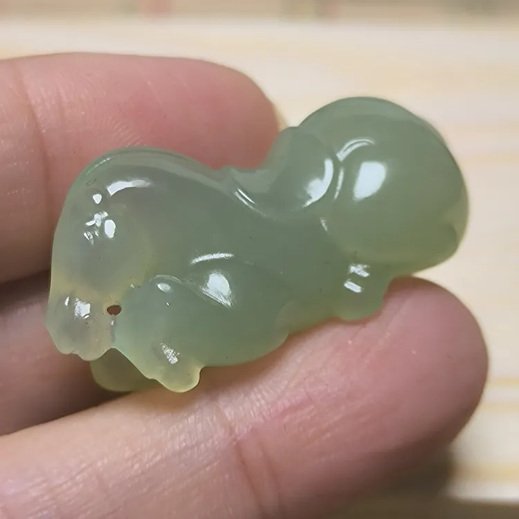 天然岫玉精品纯手工打磨小唐马马到成功王吊坠挂件手把件