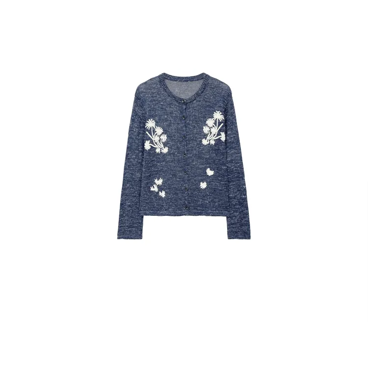 【亚楠本楠】花开衫◆天丝羊毛花朵刺绣显瘦设计雪花点针织开衫8866