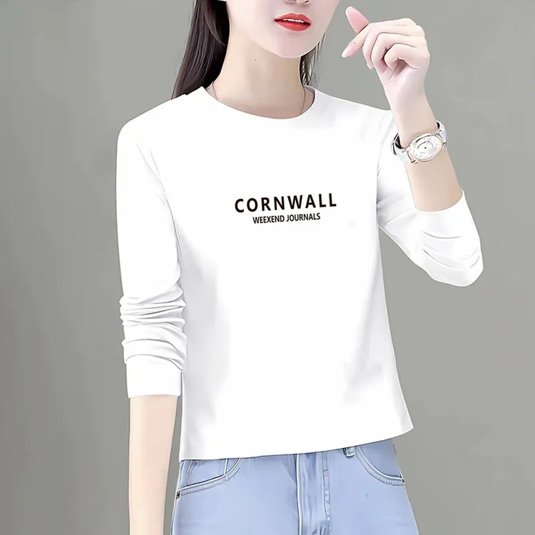 长袖t恤纯色男女同款时髦洋气纯棉T恤上衣春秋季打底衫休闲时尚