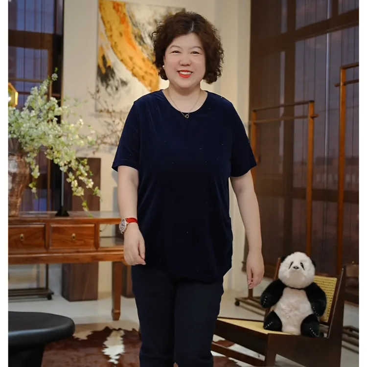 金雀绫【蓝色天鹅湖】弹力醋酸丝绒百搭时尚加宽加大小衫SZA3SW577