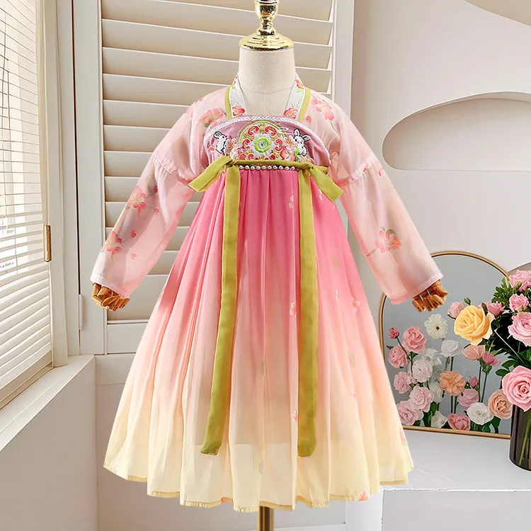 【月兔】秋季新品女童汉服连衣裙中国风小女孩仙气古风飘逸长袖