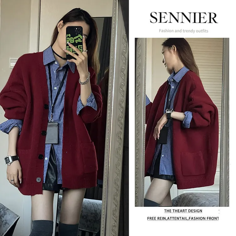 今年流行穿搭女2025早秋新款慵懒宽松针织外套内搭衬衫短裤三件套