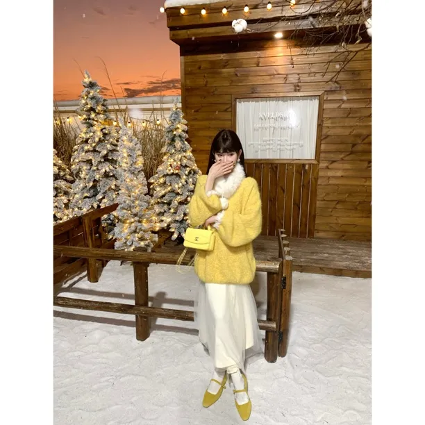 赵小小【毛球软糖】B-99180 羊毛慵懒风毛领毛衣宽松上衣女【配围脖】