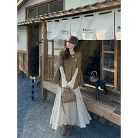 2025小香风咖啡色斗篷披肩外套女装秋季内搭连衣裙长裙两件套