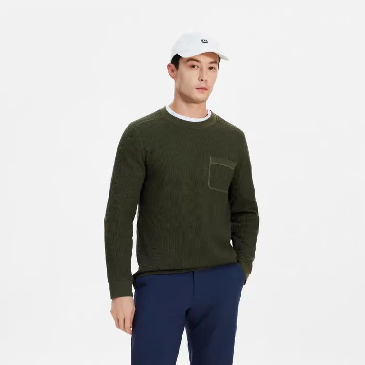 【换季秋款】AIGLE艾高秋季舒适华夫格户外休闲运动长袖T恤男士BA47