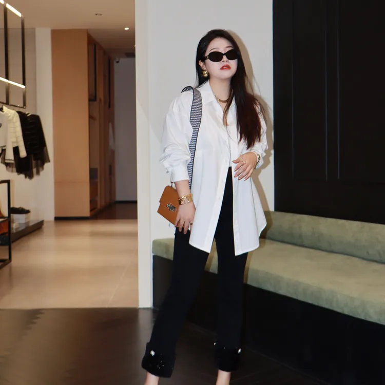 多肉宝贝【超弹高弹】直筒九分裤女大码胖mm高腰显瘦牛仔裤24DY0203