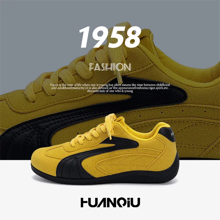 环球黄色赛车鞋男款2025新款冬季男鞋百搭痞帅潮鞋休闲增高德训鞋