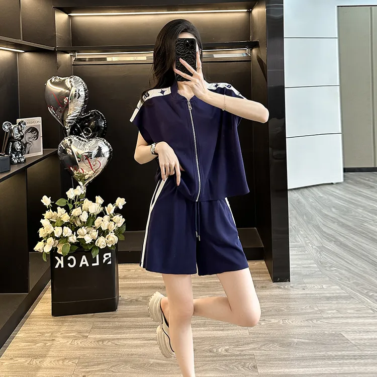 休闲运动套装女2025夏季韩版宽松时尚设计感小众大码减龄两件套潮