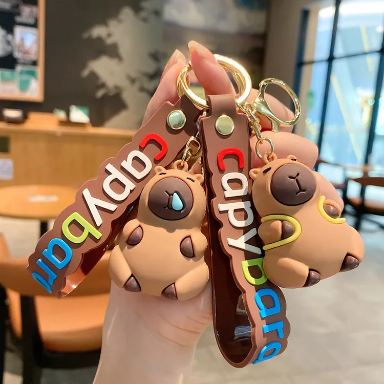 网红可爱卡皮巴拉钥匙扣卡通水豚君汽车包包钥匙链挂件地推小礼品