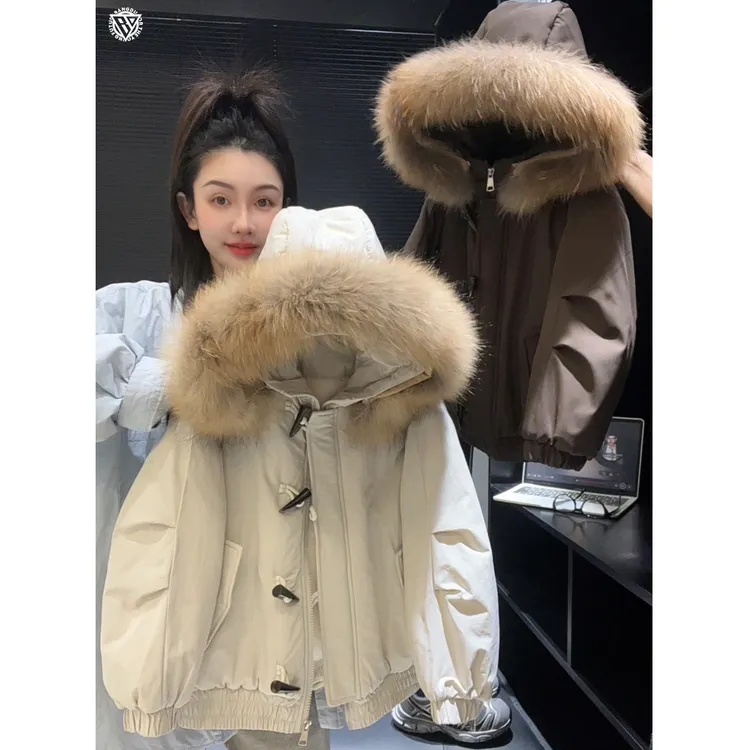 【棒嘟优优】男女童韩系加绒加厚连帽棉服冬季2025洋气毛毛外套130