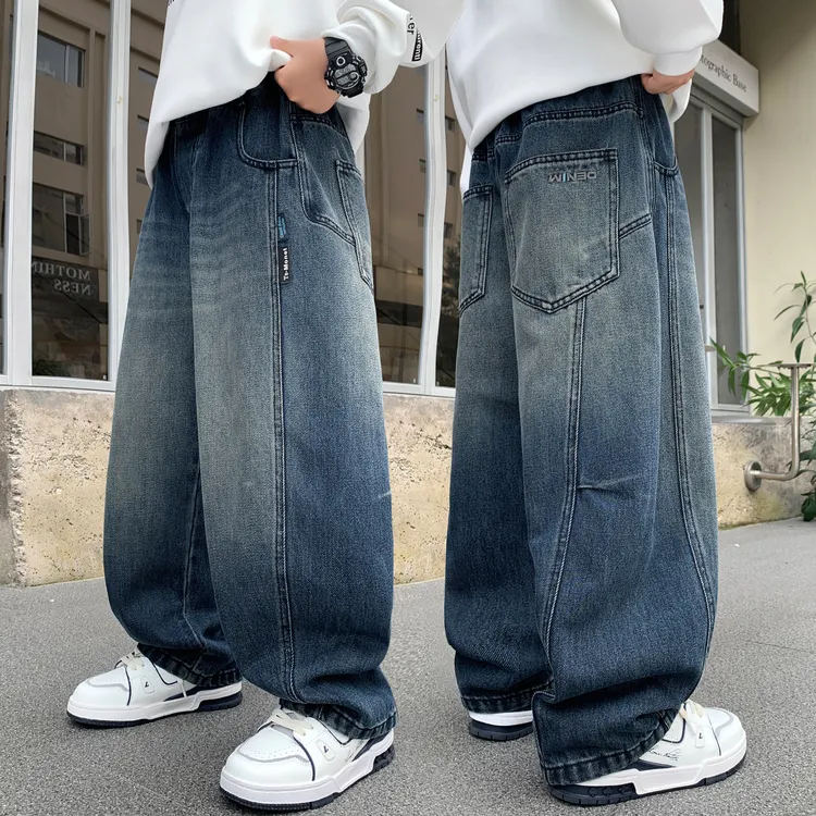 男童直筒牛仔长裤春秋款中大童秋季裤子2025新款儿童宽松休闲裤潮