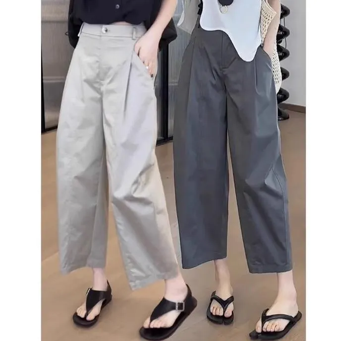 哥弟阿玛施正品裤子女款夏2025新款薄款小个子显高九分哈伦萝卜裤