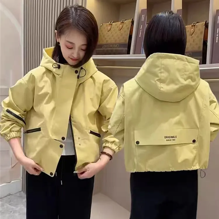 韩版连帽夹克外套 2025秋季新款休闲冲锋衣派克服上衣短外套 6188