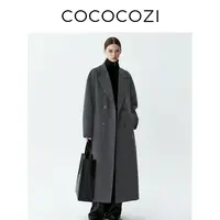 【COCOCOZI】绵羊毛含山羊绒复古双排扣双面呢长大衣253CO024D