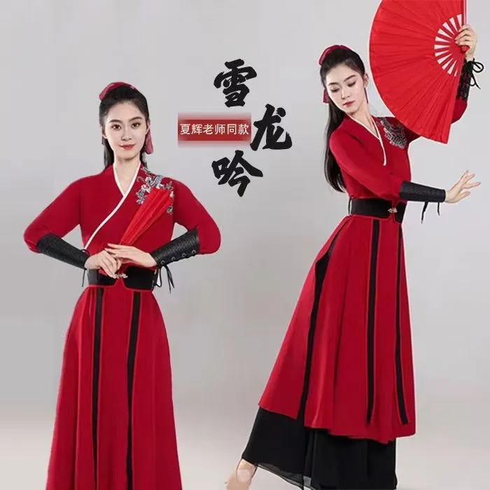 男女新款夏辉同款雪龙吟演出服花木兰打鼓服太极剑侠客中国舞跳舞