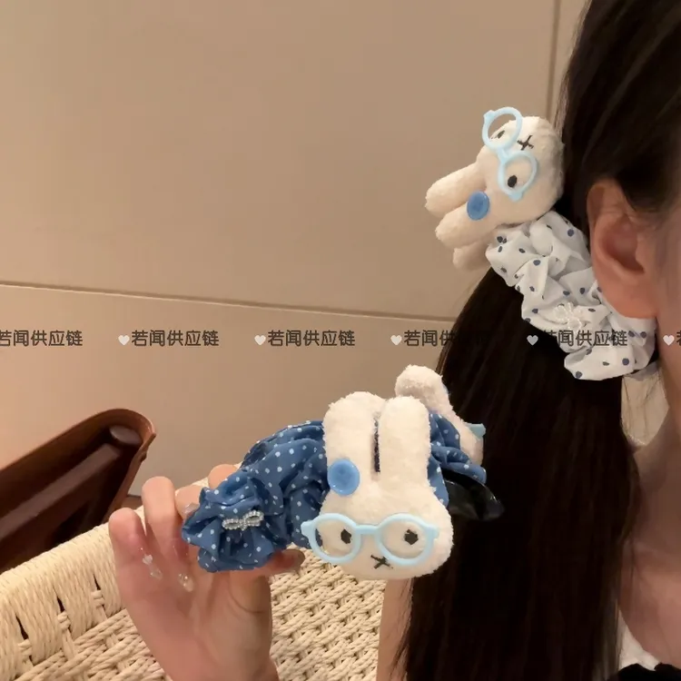 蓝色系米菲兔眼镜波点香蕉夹珠珠小蝴蝶结可爱盘发百搭发饰发夹