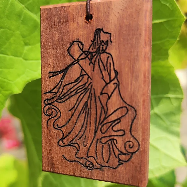 实木雕刻人物赴山海挂件