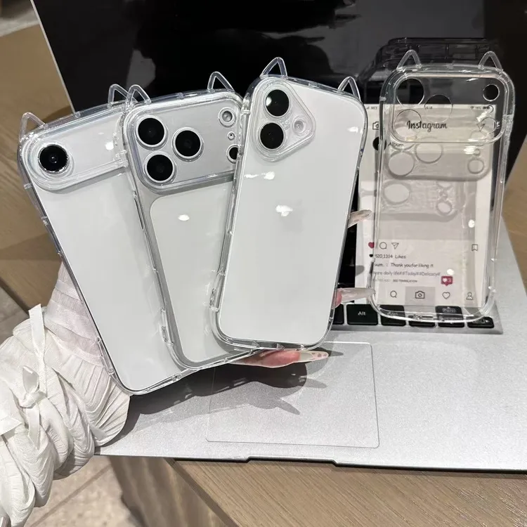 小蛮腰透明猫耳朵适用iPhone17pro/16苹果手机壳14promax15/13