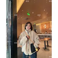 HEIHEI【小考拉】加绒！奶呼呼米杏色温暖过冬立领毛绒外套