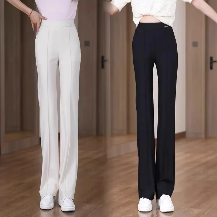 2025春夏新款微喇叭裤女垂感遮肉减龄高腰显瘦松紧腰小个子微喇裤