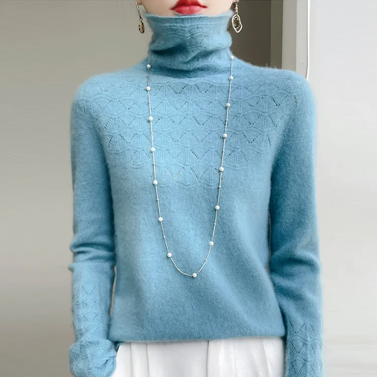 100纯羊绒衫女秋冬新款高领洋气显瘦毛衣套头羊毛时尚针织打底衫