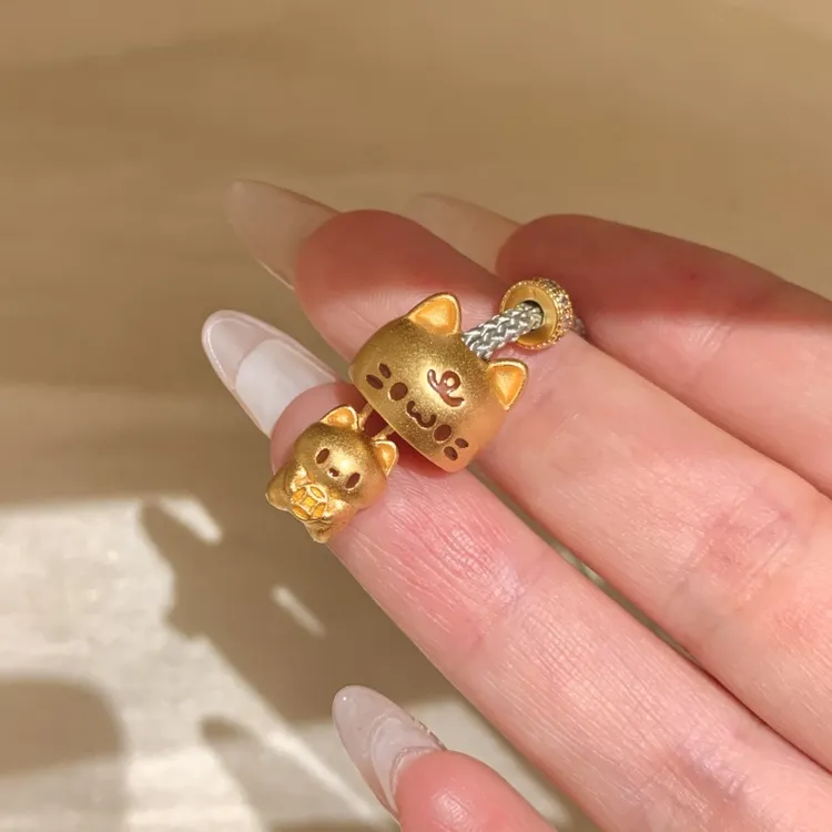 铜合金吊坠 新中式国潮风丨躲猫猫铃铛小猫吊坠招财猫项链 Y013
