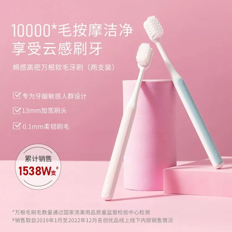 名创优品MINISO牙刷棉感高密万根软毛牙刷超软护龈柔软家用超细