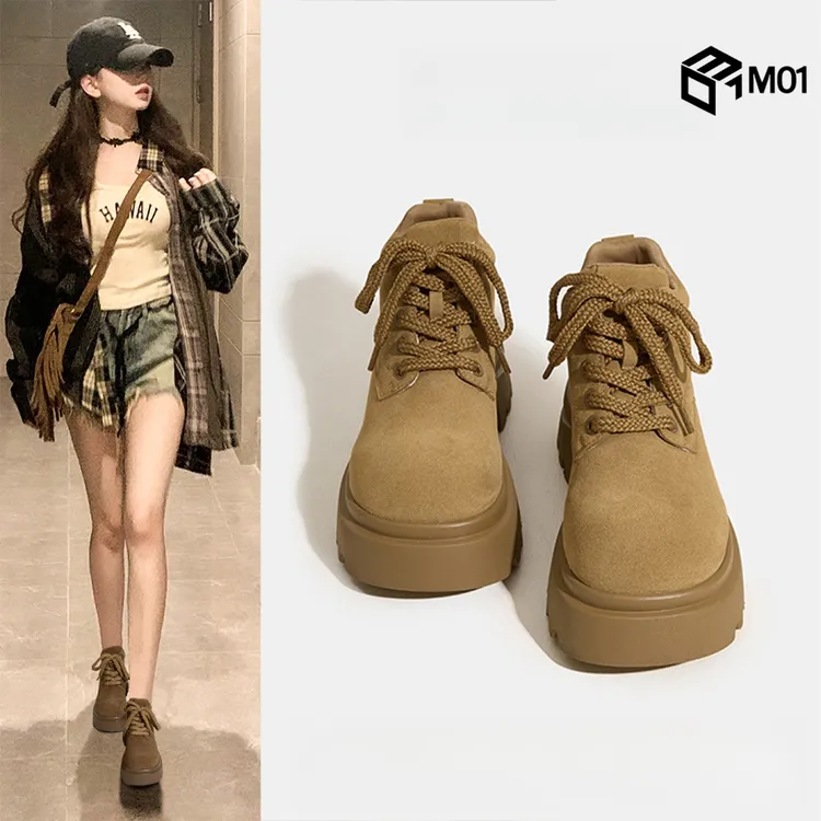 M01厚底马丁靴女英伦风秋冬季新款小个子增高巨好看低帮勃肯短靴