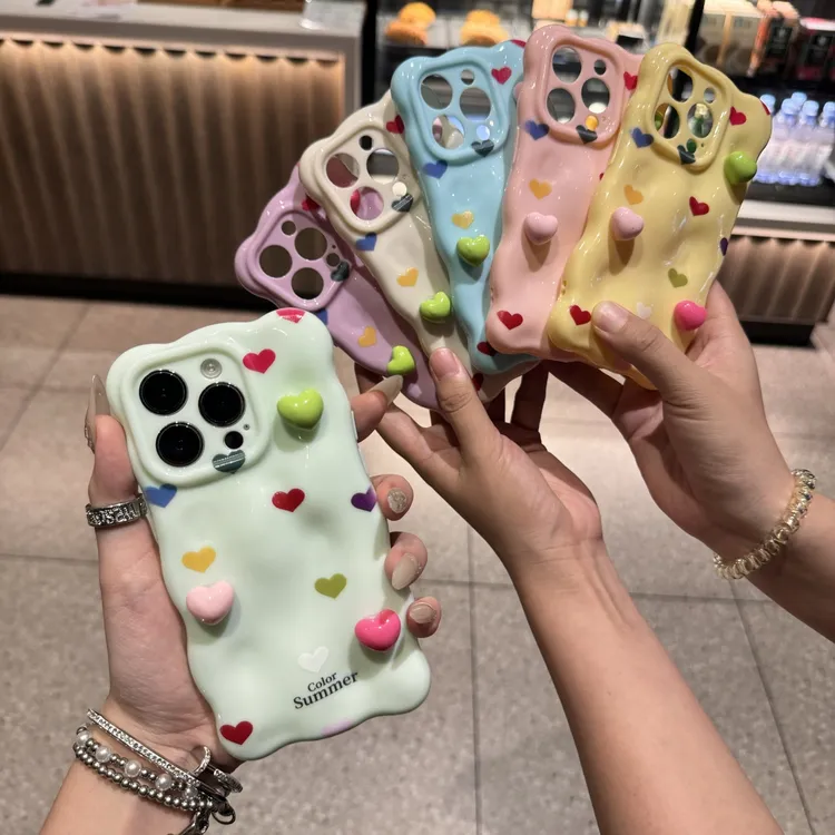 满屏爱心石头壳适用iPhone16苹果14promax手机壳15防摔13
