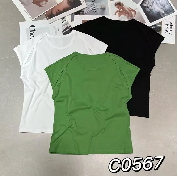 【H,X蕾姐】2025夏季新款时尚设计感圆领纯色简约百搭显瘦短袖T恤